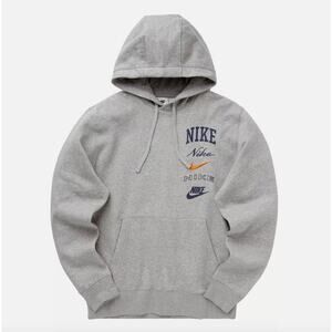 Nike Stacked Graphic Hoodie Pullover Mens Size Medium Tall Gray FN2634-063 New